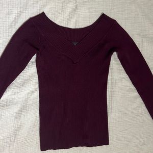 Ribbed Purple V-Neck Longsleeve Top